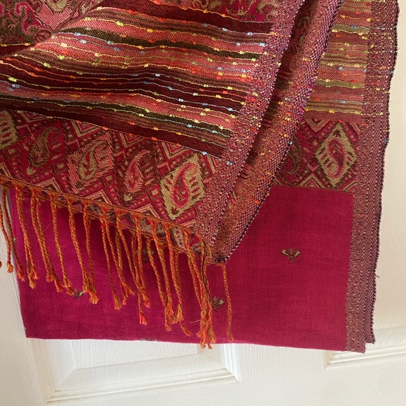 PASHMINA Pink Multicolor Scarf/Shawl - Picture 2 of 2